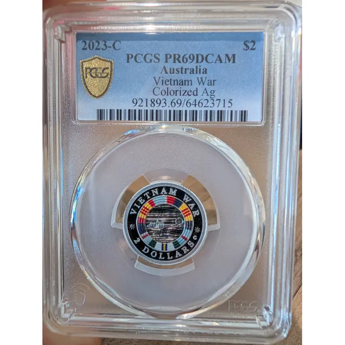 2023-C $2 VIETNAM WAR COLORIZED FINE SILVER PROOF PCGS PR69DCAM