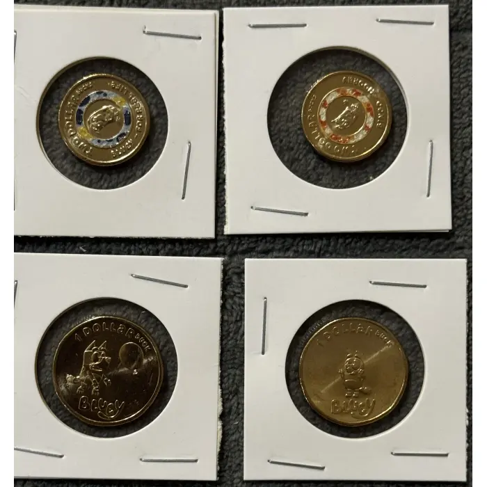 Uncirculated 2026 $2 and 2024 $1 Bluey and Bingo Coins - 4 coins total
