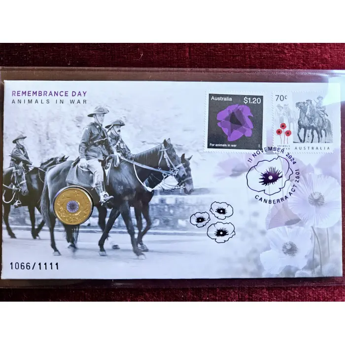 💜 2024 $2 Remembrance Day Animals in War Purple Poppy Impressions 1111 PNC