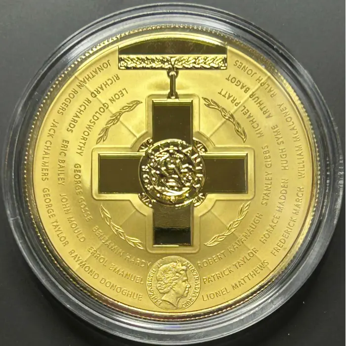 Australian Bravery. For Valour.  2015 $5 Gold Plated Frosted Silver Coin