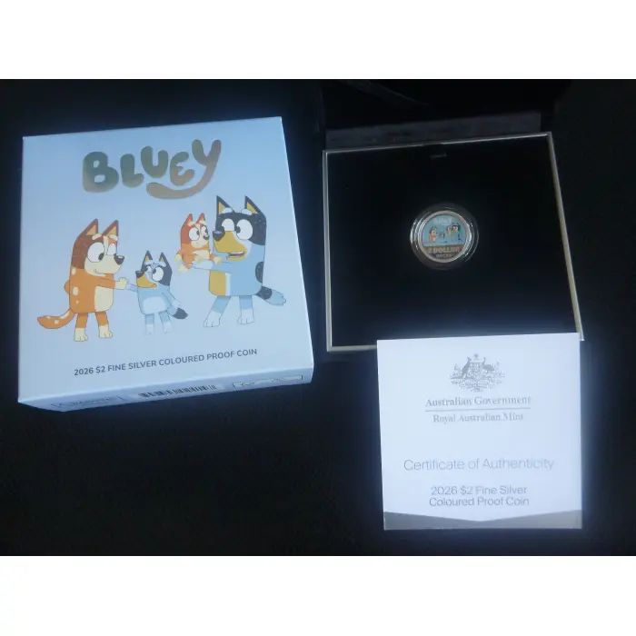 2026 Bluey $2 Fine Silver Coloured Proof Coin 🟡 Free Express Shipping