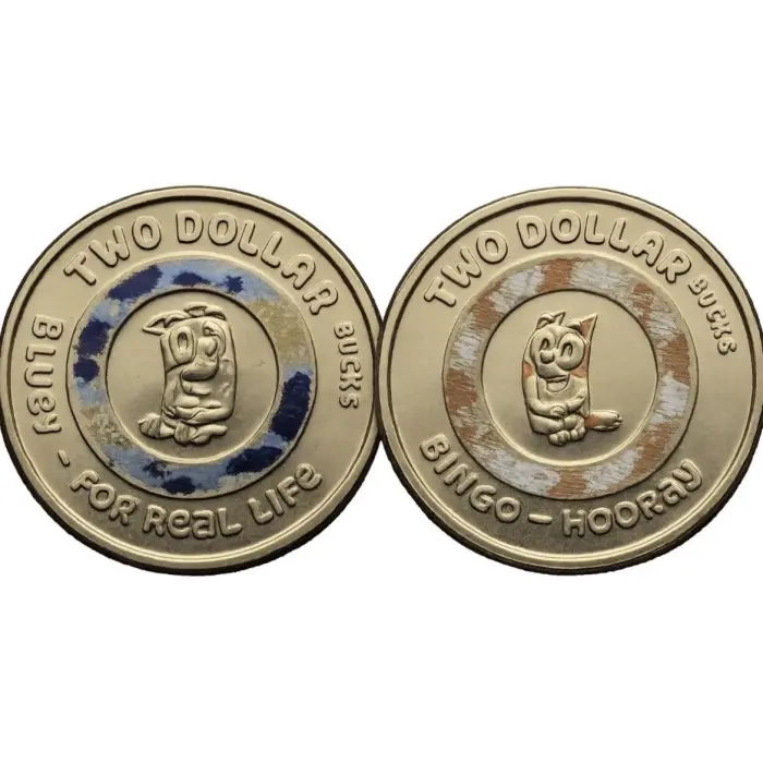 2026 $2 BLUEY COLOURED TILL COIN PAIR (BINGO & BLUEY) 