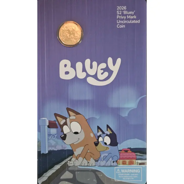 2026 Bluey Carded Privvy Coin Collection – Complete 5 Coin Set