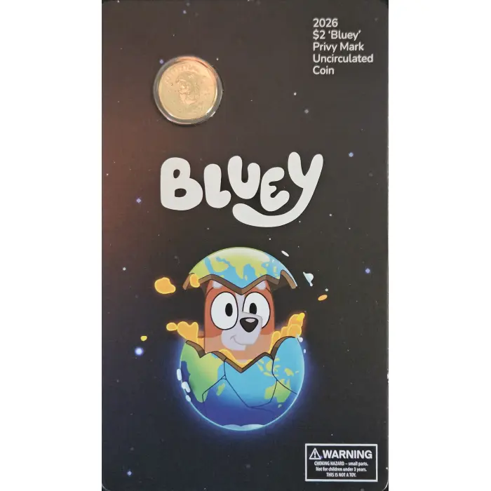 2026 Bluey Carded Privvy Coin Collection – Complete 5 Coin Set