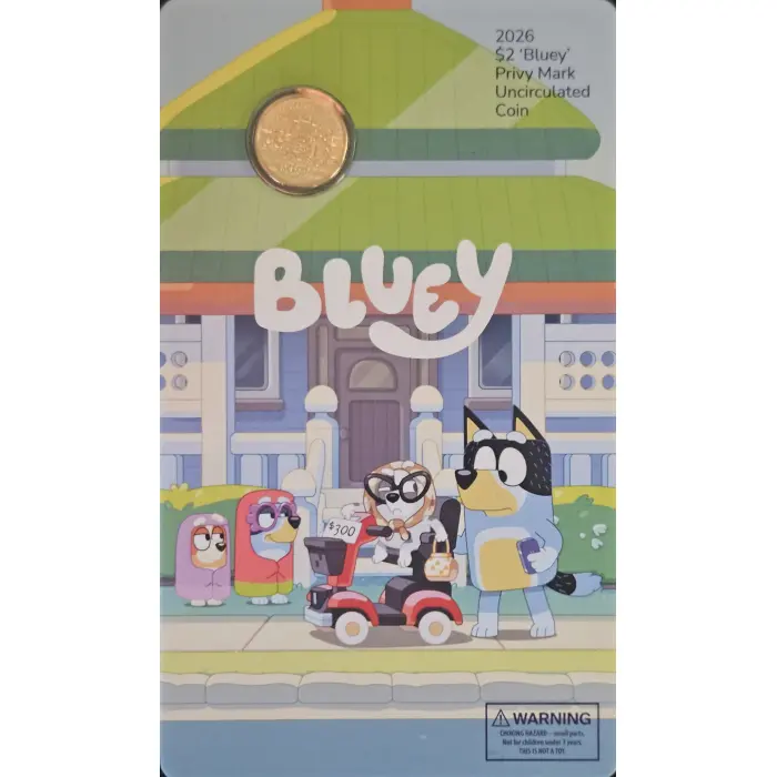 2026 Bluey Carded Privvy Coin Collection – Complete 5 Coin Set