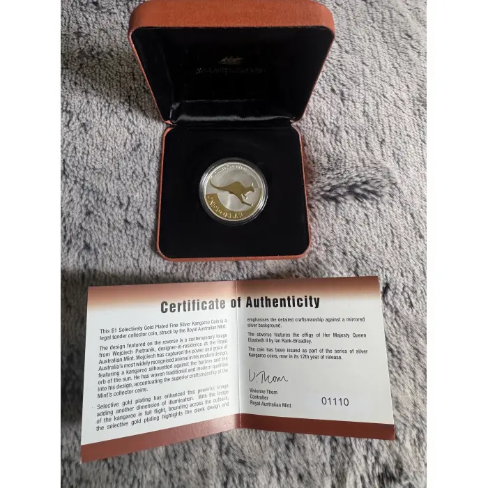 2004 $1 Selectively Gold plated Silver Kangaroo