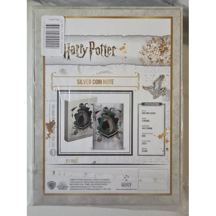 2020 Harry Potter Slytherin 5g Silver Coin Note – Limited Edition Collectible