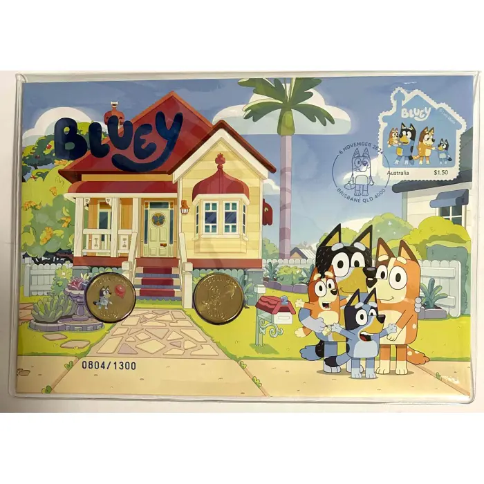 Bluey 2024 Limited Edition Coloured 2-Coin Postal Numismatic Cover (PNC) #804
