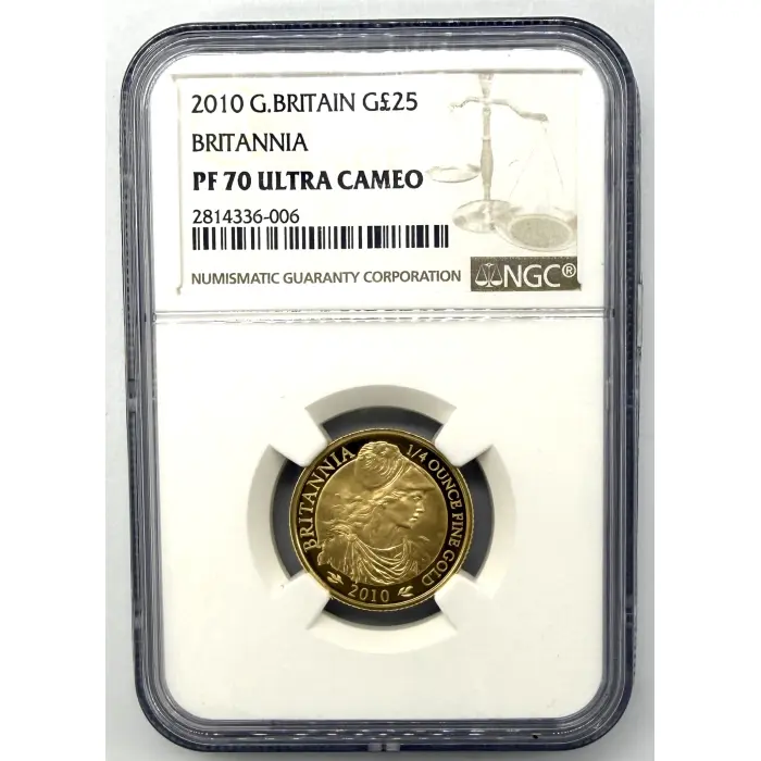 2010 Great Britain “Britannia” 1/4 oz gold proof coin- PCGS PF70 Ultra Cameo