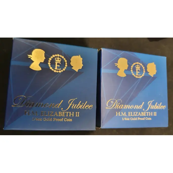 2012 Queen Elizabeth II Diamond Jubilee 1/4 oz Gold Proof Coin  consec pair Rare