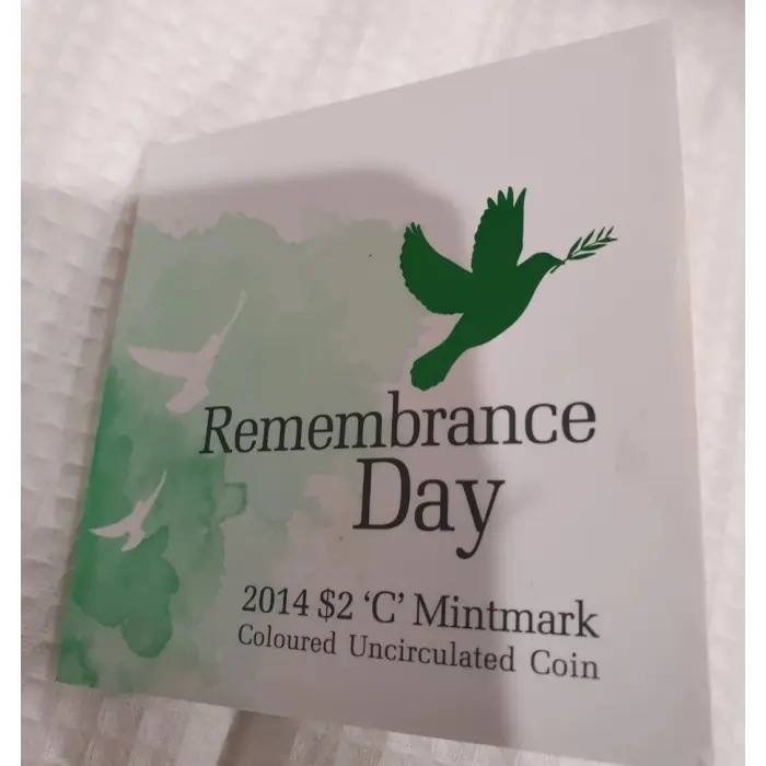 2014 RAM  $2 Remembrance Day C MM Green Dove Carded Coin Unc SIGNED BY DESIGNER