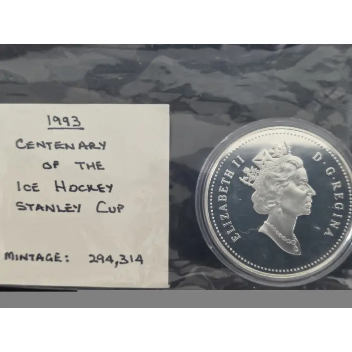1993 Canada sterling silver $1 Centennary of Stanley Cup 23.32g  925 silver