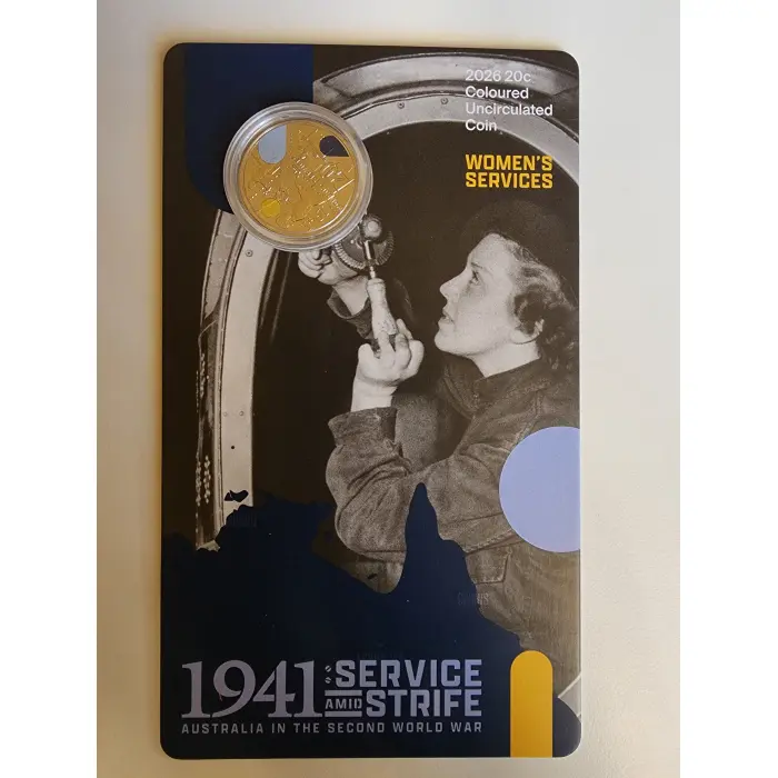 2026 20c Coloured Uncirculated Three-Coin Set – 1941: Service Amid Strife in box