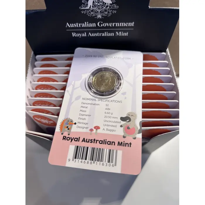 2025 Australia Tooth Fairy $2 Uncirculated Coin - 1 Carded Coin