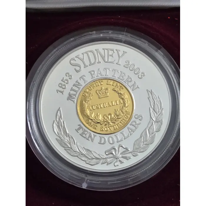 2003 Sydney Mint Pattern Silver Proof  bi metal almost 2ozCoin