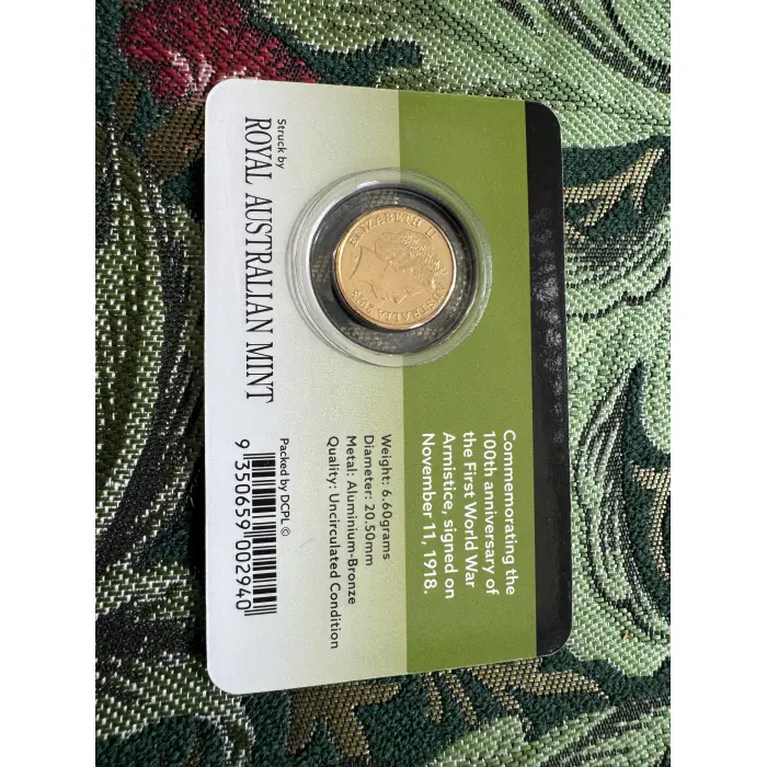 2018 $2 Uncirculated Coloured Coin Remembrance Day - Armistice  