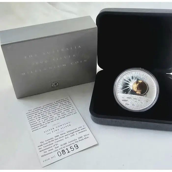 2000 Silver Millennium 99.9 1oz Silver Proof Dollar Coin
