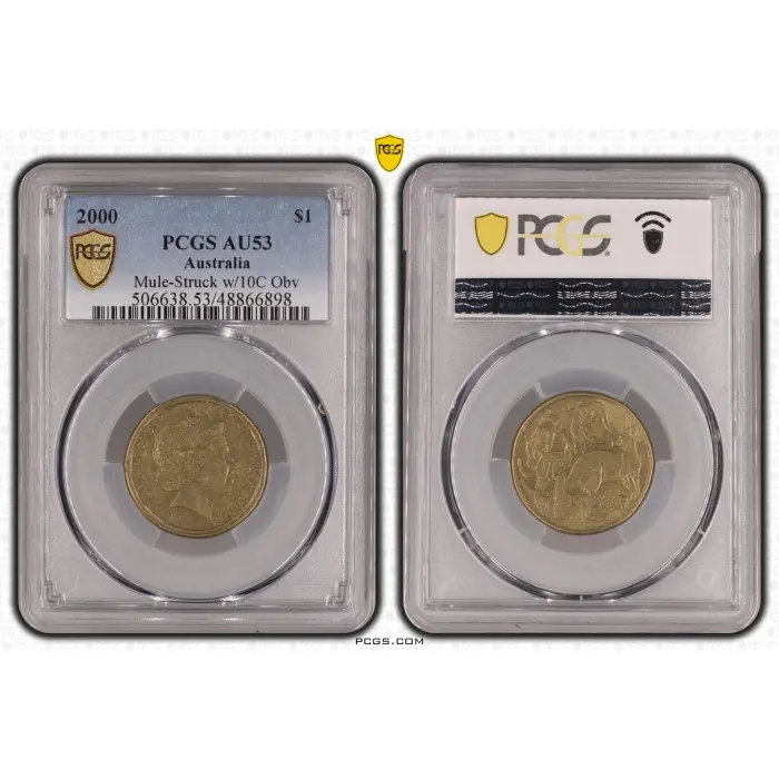 2000 $1 Mule-Struck w/10c Obverse PCGS AU53 Gold Shield Error Coin