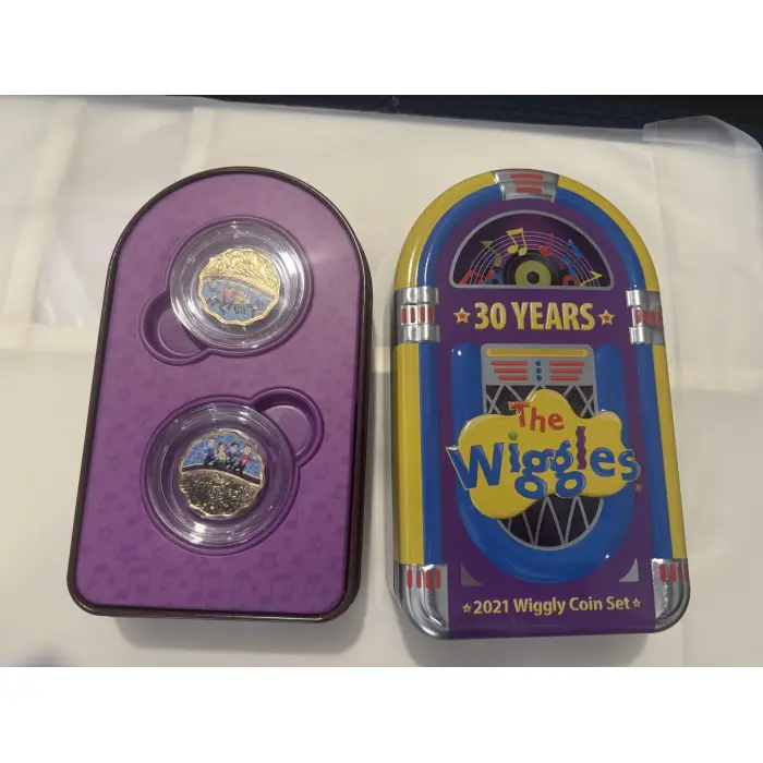 2021 30c Coloured Scalloped Two Coin Set 30 Years of the Wiggles In Jukebox. RAM