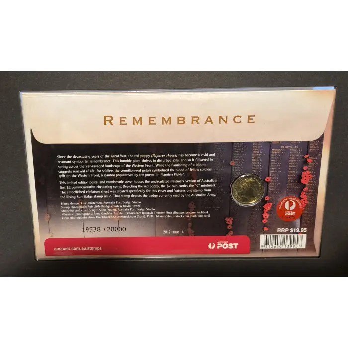 2012 Remembrance Day Red Poppy PNC 