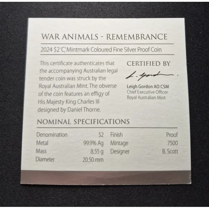 2024 War Animals Remembrance Silver Proof