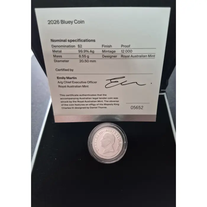 2026 Bluey Silver Coloured Proof 