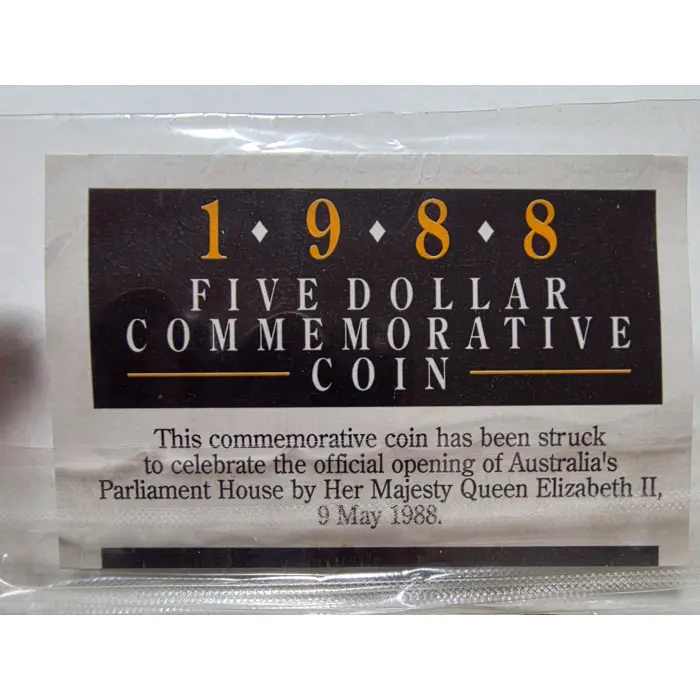 1988 Australia $5 Commemorative Coin – Parliament House Opening – Sealed