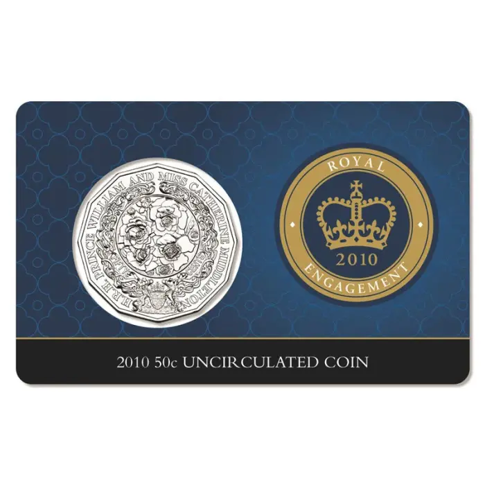 2010 50c Royal Engagement Coin - Carded Mintage: 59,820