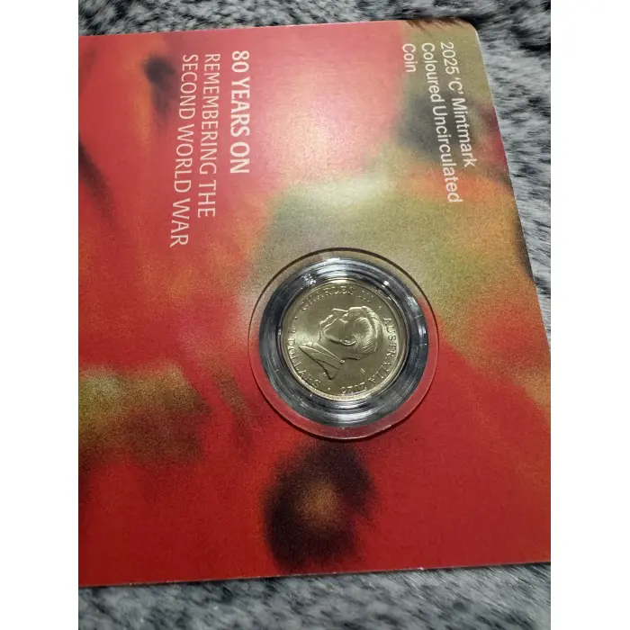 2025 $2 C - Mintmark coloured uncirculated Poppy Wreath coin 