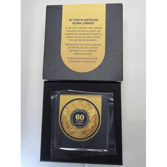 2026 60th Anniversary Decimal Currency Gold-plated 1oz Silver Proof Coin