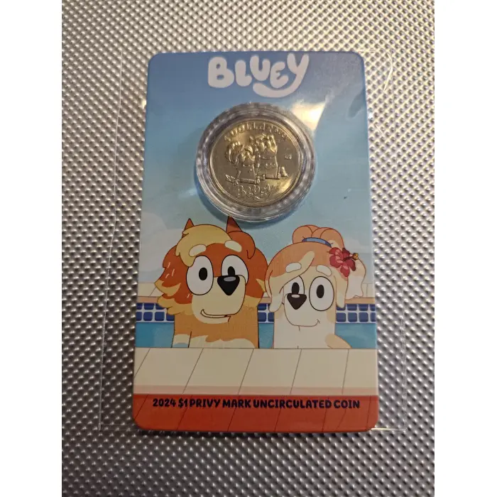 2024  Bluey $1 Privy Mark UNC coin (UNCLE RAD and FRISKY)