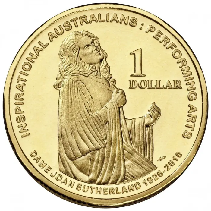2011 $1 Dame Joan Sutherland Inspirational Australians Carded Coin - Mintage: 24,951