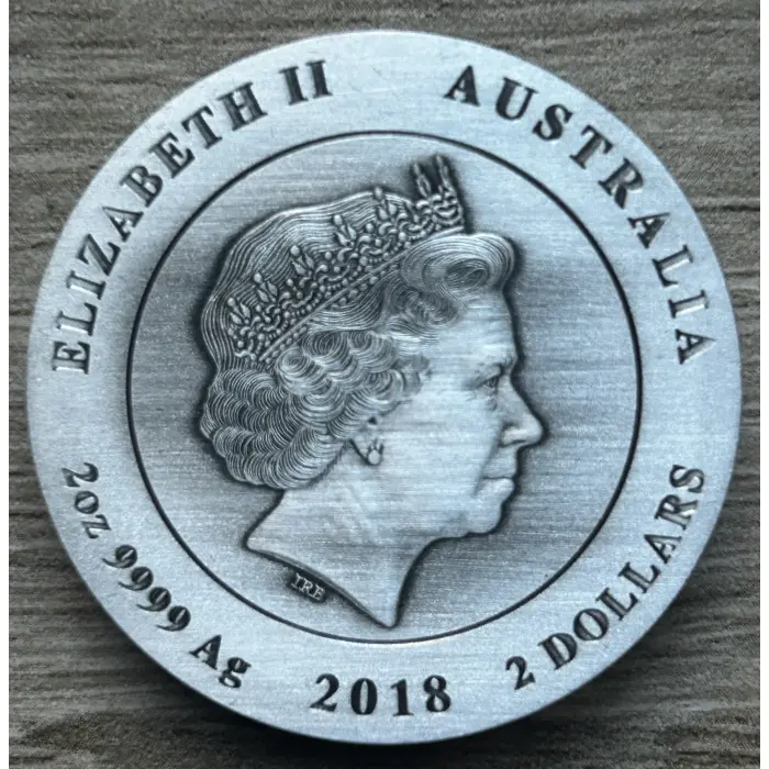 2018 Australian Kookaburra 2oz Silver Antiqued Coin