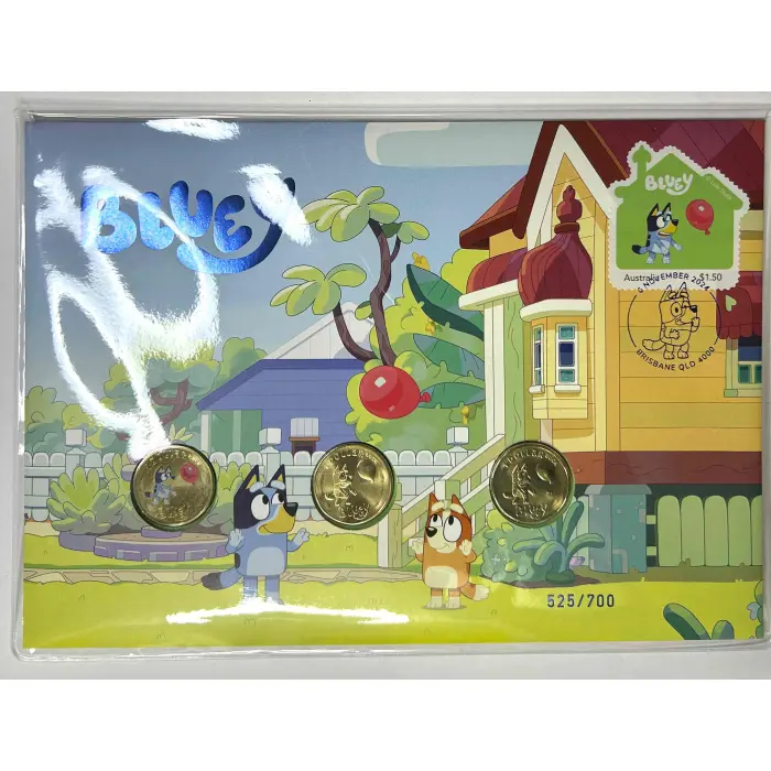 Bluey 2024 Limited Edition Coloured 3-Coin Postal Numismatic Cover (PNC) #525