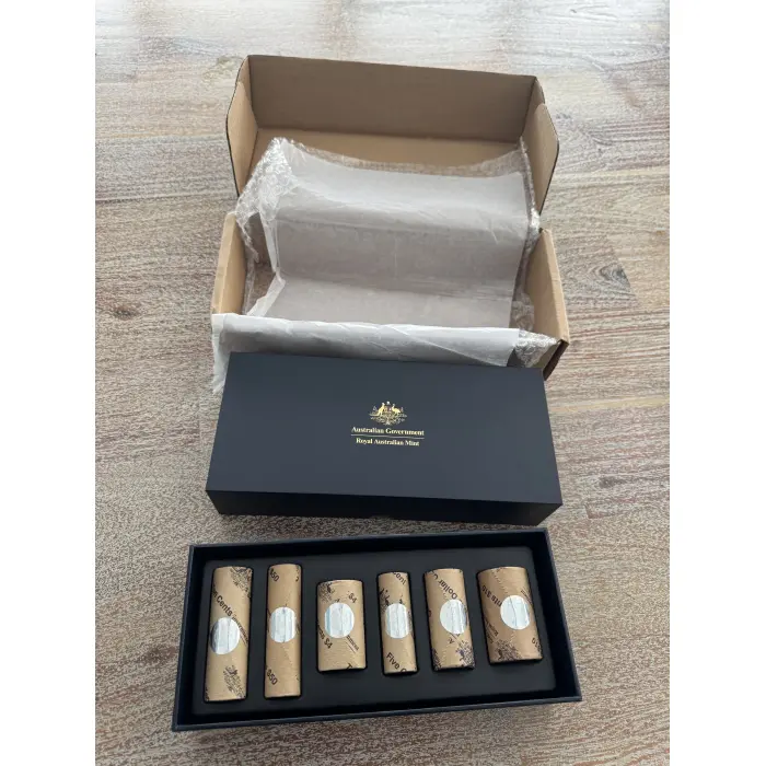   2024  ROYAL AUSTRALIAN MINT PREMIUM 6 ROLLED COIN SET  5c Roll Cud Error