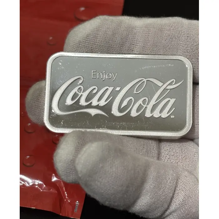 Coca Cola 5oz Silver Mint Bar with Original Coke packaging.