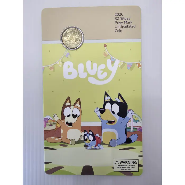 Bluey 2026 $2 Coin in Card with Privy Mark - BABY RACE