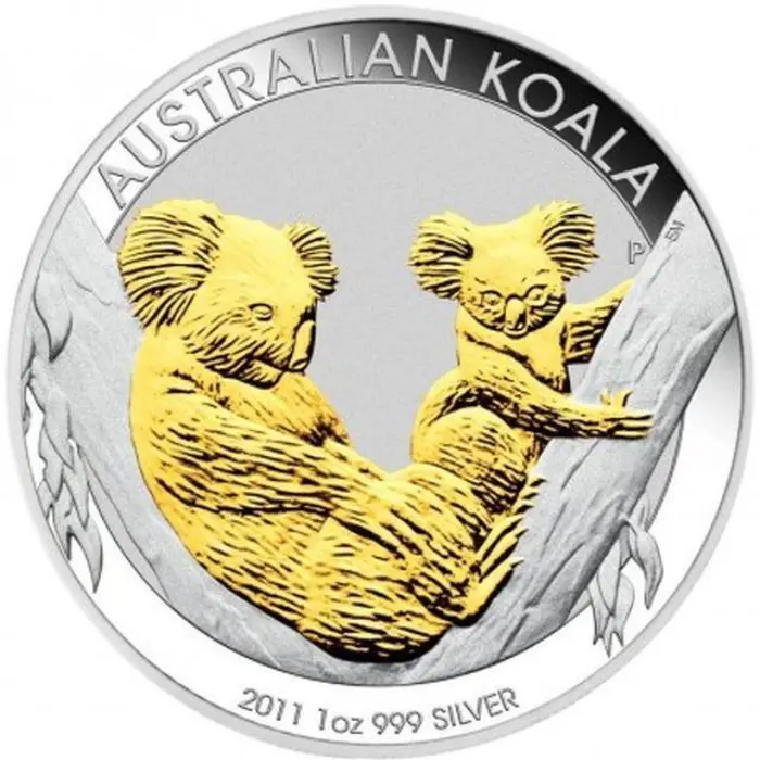2011 1oz Australian Koala Gold Gilded - Mintage: 10,000