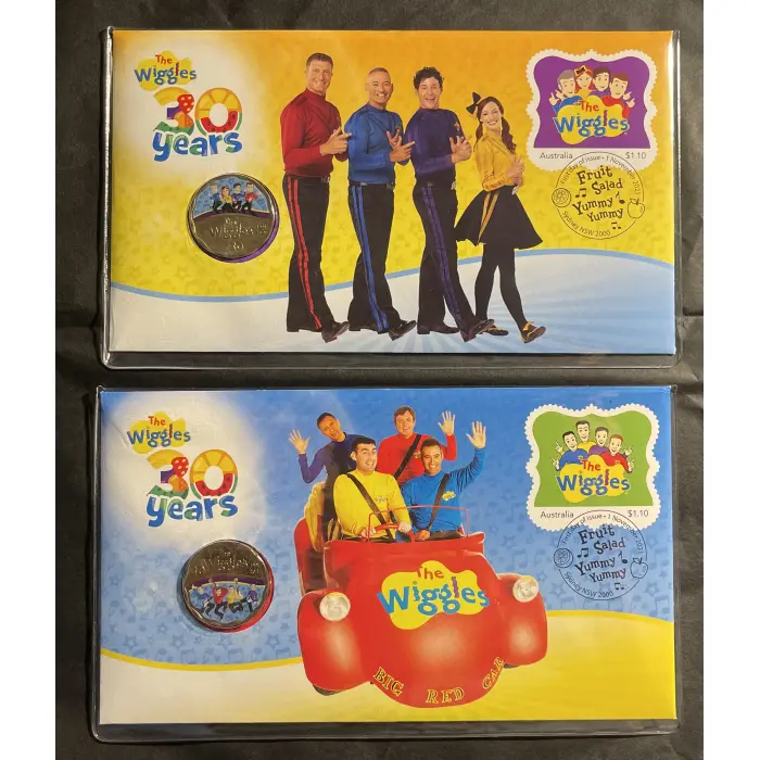 2021 PNC Wiggles 30 Years - 2 x $0.30 scalloped coins and stamps