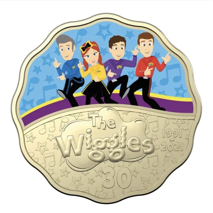 2021 PNC Wiggles 30 Years - 2 x $0.30 scalloped coins and stamps