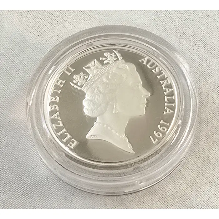 1997 $1 Silver Proof Coin Sir Charles Kingsford Smith # 968 of 20,000