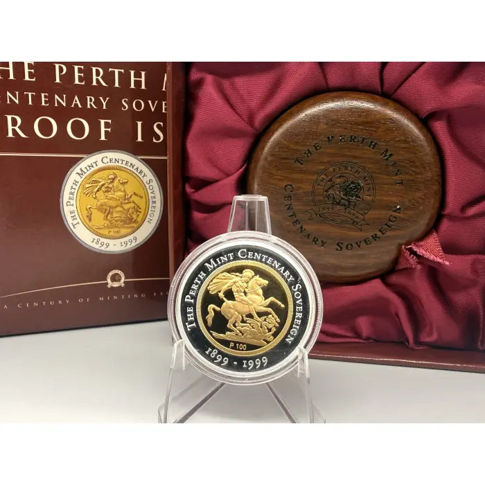 1999 Perth Mint “Centenary” bi metal full gold sovereign- Limited mintage 7,500