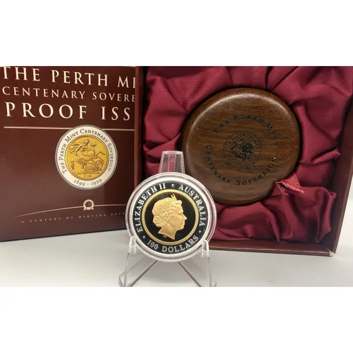 1999 Perth Mint “Centenary” bi metal full gold sovereign- Limited mintage 7,500