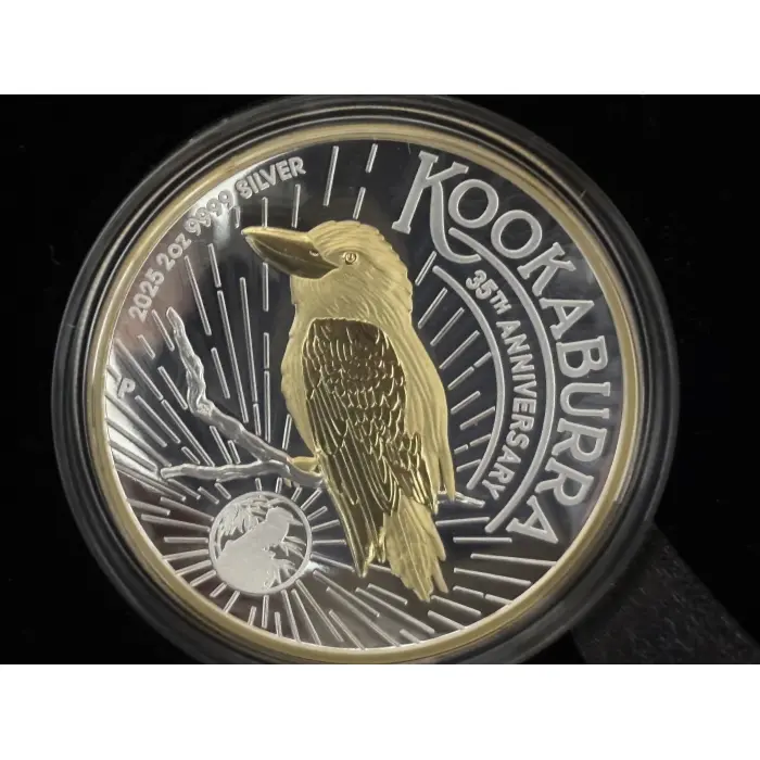 2025 35th Anniversary 2oz  Silver High Relief  Gold Gilded Proof finish Coin 