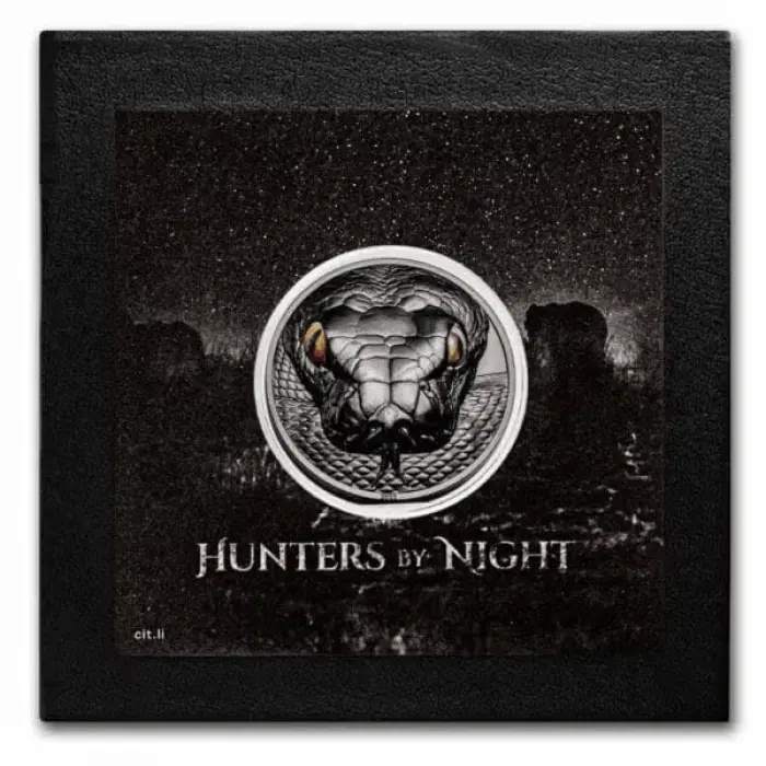 2022 $10 Python Hunters by Night Obsidian Black 2oz Proof Silver Coin