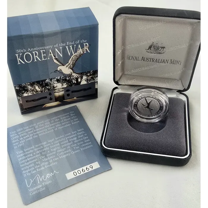2003 $1 Korean War Commemorative Silver Proof Coin – No. 669 of 15,000