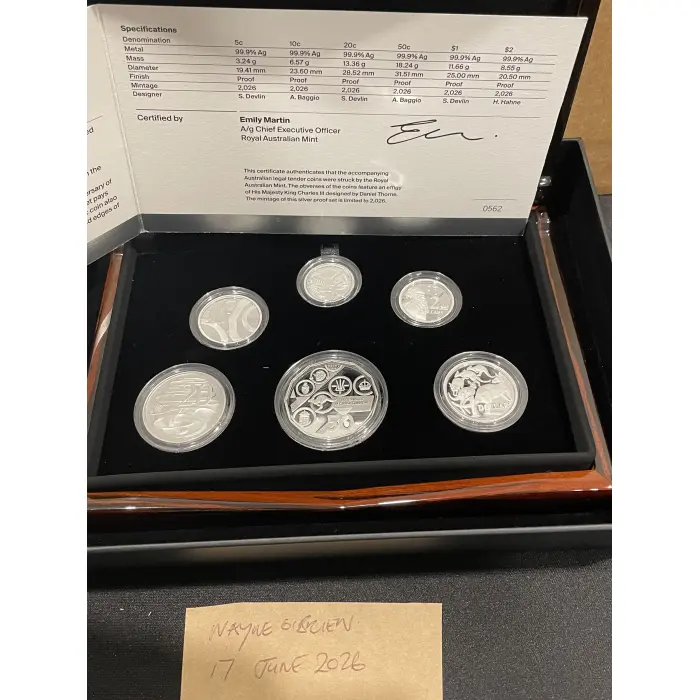 2026 silvef 6 coin silver limited proof boxed proof set 