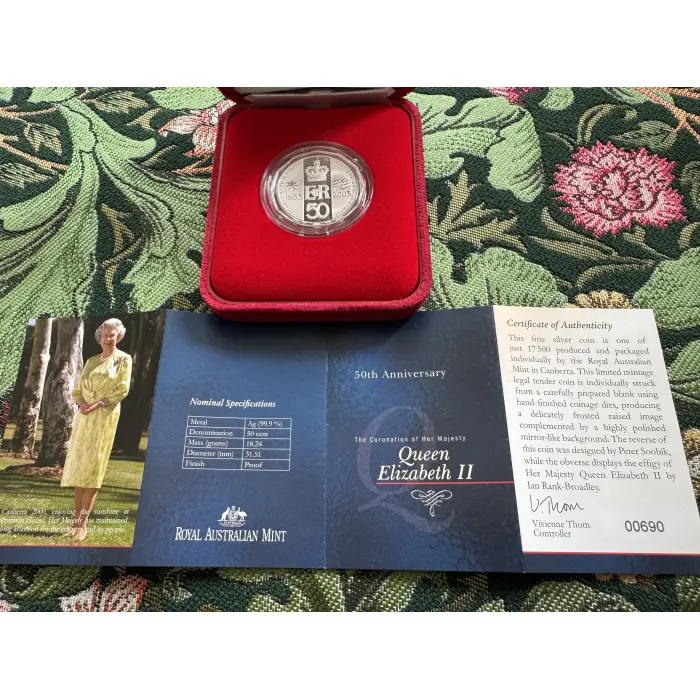 2003 50th Anniversary Queens Coronation 50c Silver Proof coin 