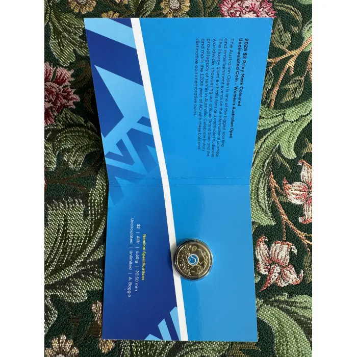 2025 Australian Open Women’s $2 Privy Mark Uncirculated coloured Coin