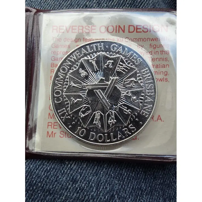 1982 commonwealth games $10 stirling silver proof coin